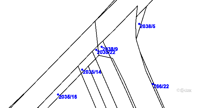 Parcela st. 2038/4 v KÚ Merklín u Přeštic, Katastrální mapa