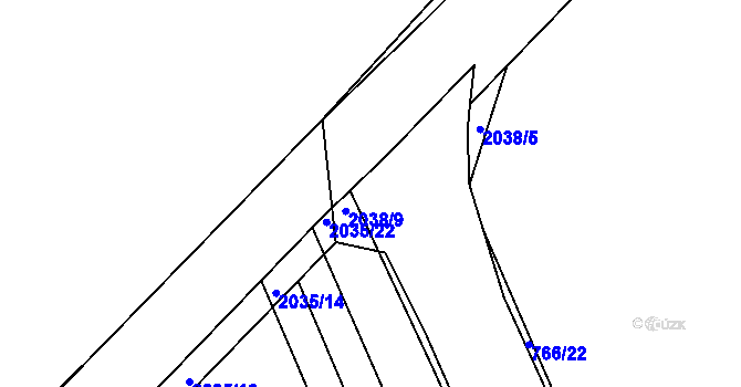 Parcela st. 2038/11 v KÚ Merklín u Přeštic, Katastrální mapa