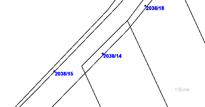 Parcela st. 2038/14 v KÚ Merklín u Přeštic, Katastrální mapa