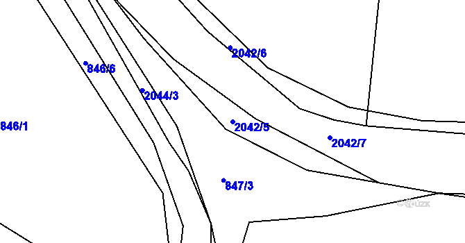Parcela st. 2042/5 v KÚ Merklín u Přeštic, Katastrální mapa
