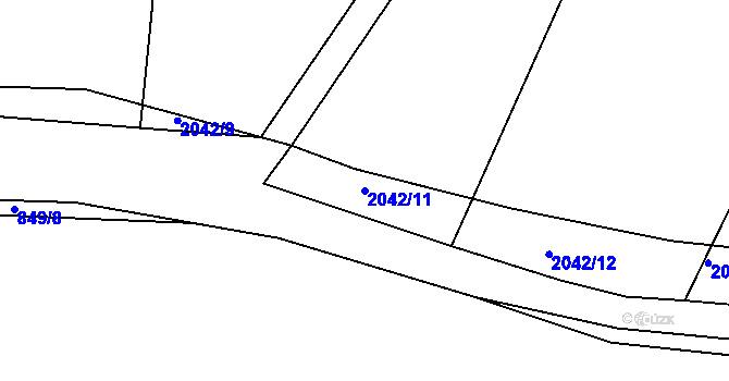 Parcela st. 2042/11 v KÚ Merklín u Přeštic, Katastrální mapa