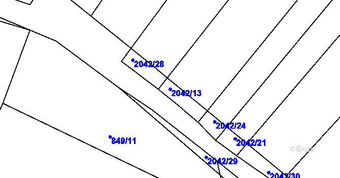 Parcela st. 2042/13 v KÚ Merklín u Přeštic, Katastrální mapa