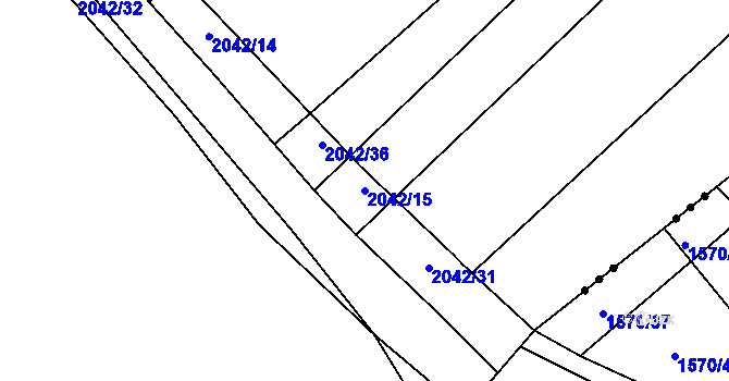 Parcela st. 2042/15 v KÚ Merklín u Přeštic, Katastrální mapa