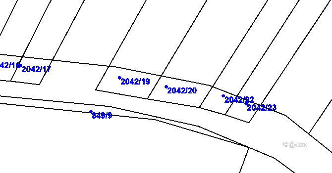 Parcela st. 2042/20 v KÚ Merklín u Přeštic, Katastrální mapa