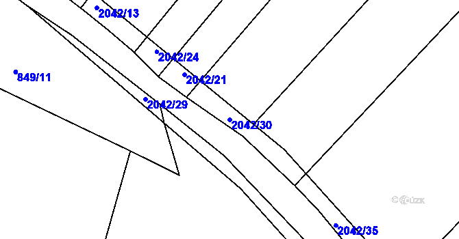 Parcela st. 2042/30 v KÚ Merklín u Přeštic, Katastrální mapa