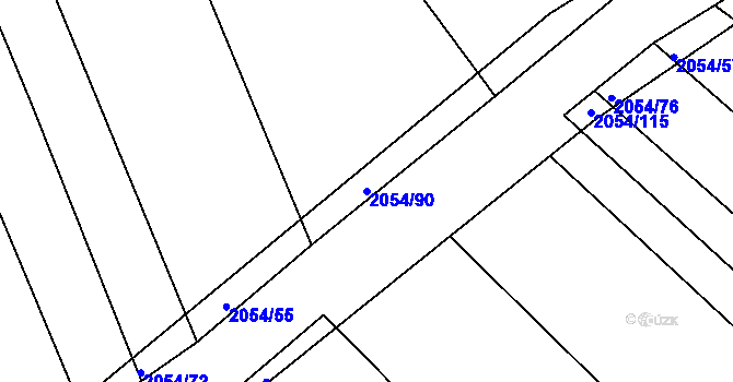 Parcela st. 2054/90 v KÚ Merklín u Přeštic, Katastrální mapa