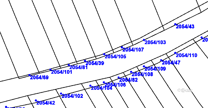 Parcela st. 2054/105 v KÚ Merklín u Přeštic, Katastrální mapa