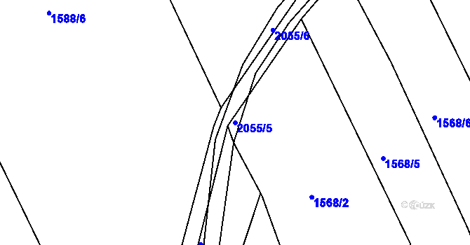 Parcela st. 2055/5 v KÚ Merklín u Přeštic, Katastrální mapa