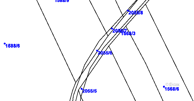 Parcela st. 2055/6 v KÚ Merklín u Přeštic, Katastrální mapa