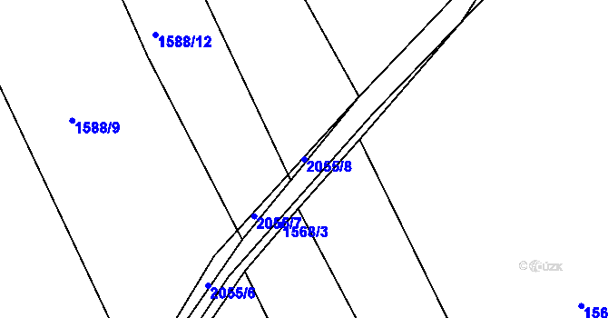 Parcela st. 2055/8 v KÚ Merklín u Přeštic, Katastrální mapa