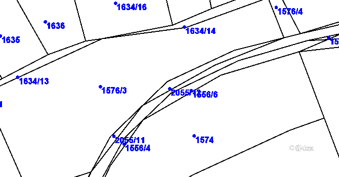 Parcela st. 2055/12 v KÚ Merklín u Přeštic, Katastrální mapa