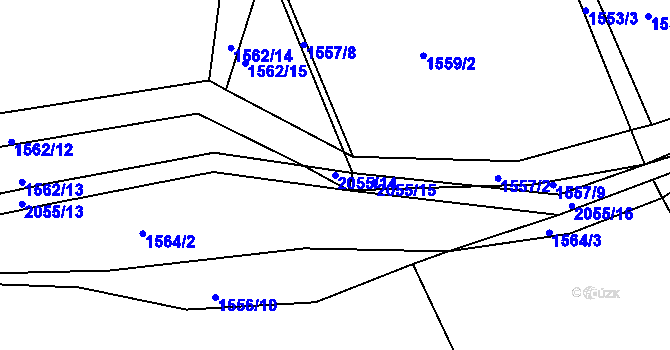 Parcela st. 2055/14 v KÚ Merklín u Přeštic, Katastrální mapa