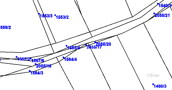 Parcela st. 2055/17 v KÚ Merklín u Přeštic, Katastrální mapa