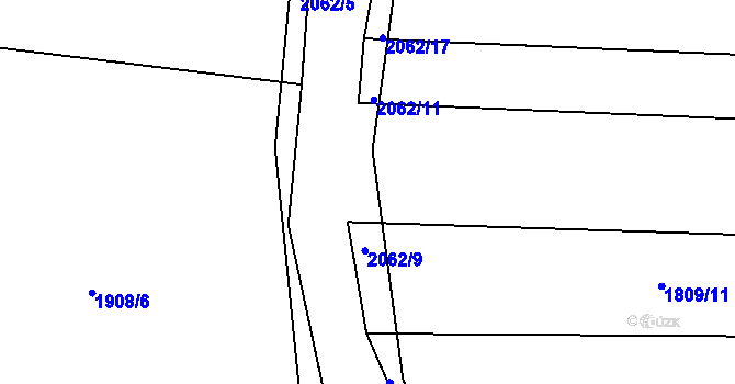 Parcela st. 2062/8 v KÚ Merklín u Přeštic, Katastrální mapa