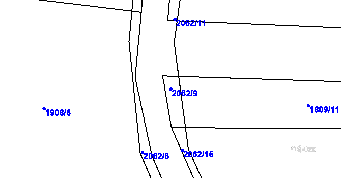 Parcela st. 2062/9 v KÚ Merklín u Přeštic, Katastrální mapa