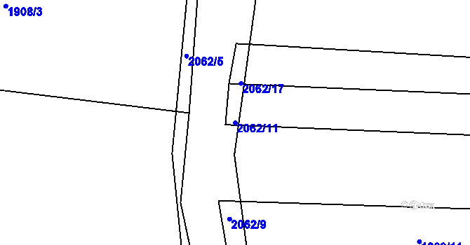 Parcela st. 2062/11 v KÚ Merklín u Přeštic, Katastrální mapa