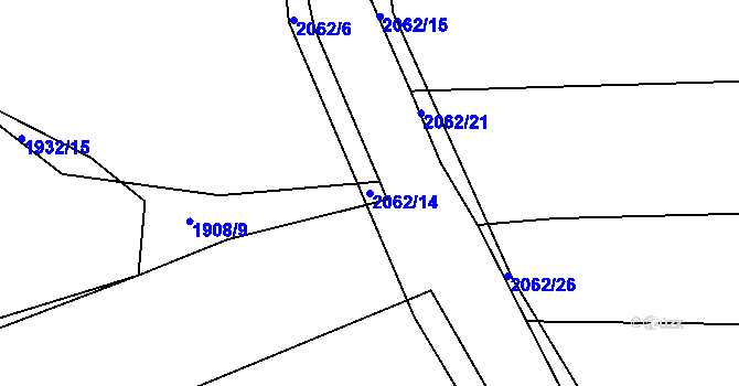 Parcela st. 2062/14 v KÚ Merklín u Přeštic, Katastrální mapa