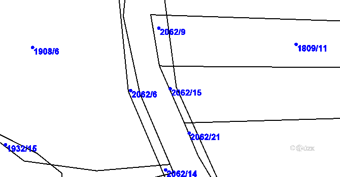 Parcela st. 2062/15 v KÚ Merklín u Přeštic, Katastrální mapa