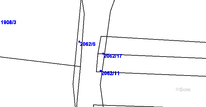 Parcela st. 2062/17 v KÚ Merklín u Přeštic, Katastrální mapa