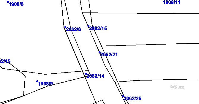 Parcela st. 2062/21 v KÚ Merklín u Přeštic, Katastrální mapa