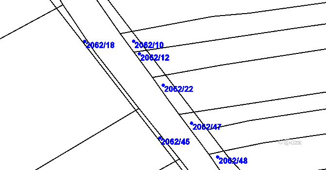 Parcela st. 2062/22 v KÚ Merklín u Přeštic, Katastrální mapa