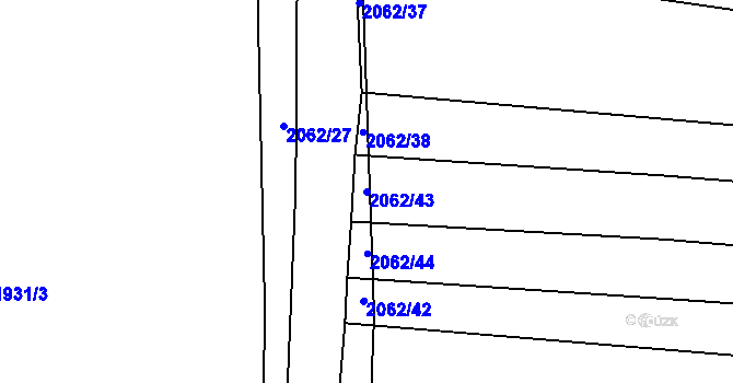 Parcela st. 2062/43 v KÚ Merklín u Přeštic, Katastrální mapa