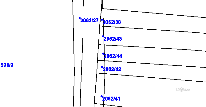 Parcela st. 2062/44 v KÚ Merklín u Přeštic, Katastrální mapa