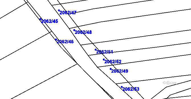 Parcela st. 2062/51 v KÚ Merklín u Přeštic, Katastrální mapa