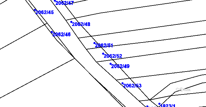 Parcela st. 2062/52 v KÚ Merklín u Přeštic, Katastrální mapa