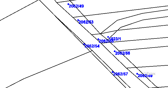 Parcela st. 2062/54 v KÚ Merklín u Přeštic, Katastrální mapa