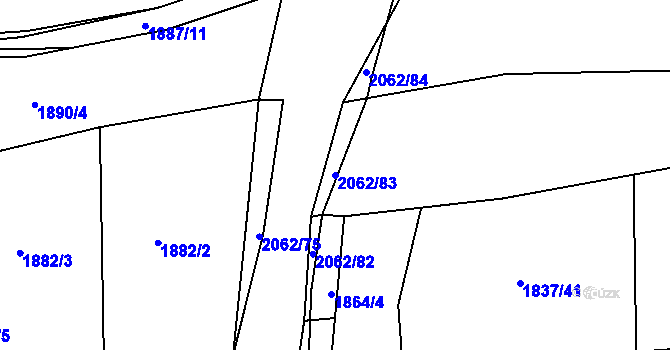 Parcela st. 2062/83 v KÚ Merklín u Přeštic, Katastrální mapa