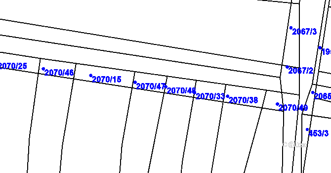 Parcela st. 2070/48 v KÚ Merklín u Přeštic, Katastrální mapa