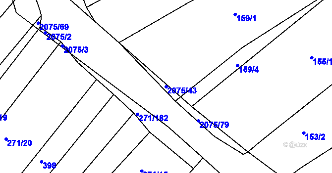 Parcela st. 2075/43 v KÚ Merklín u Přeštic, Katastrální mapa