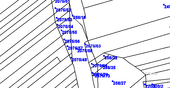 Parcela st. 2075/63 v KÚ Merklín u Přeštic, Katastrální mapa