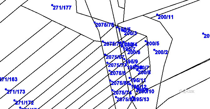 Parcela st. 2075/67 v KÚ Merklín u Přeštic, Katastrální mapa