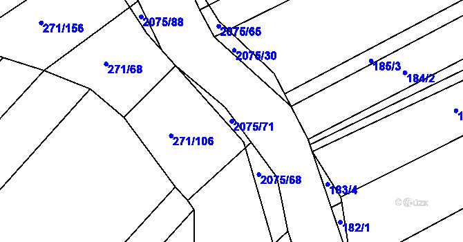 Parcela st. 2075/71 v KÚ Merklín u Přeštic, Katastrální mapa
