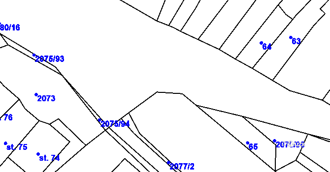 Parcela st. 2075/95 v KÚ Merklín u Přeštic, Katastrální mapa