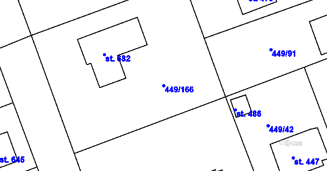 Parcela st. 449/166 v KÚ Merklín u Přeštic, Katastrální mapa