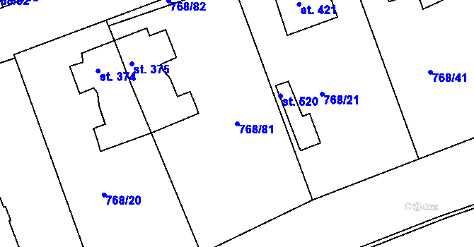 Parcela st. 768/81 v KÚ Merklín u Přeštic, Katastrální mapa
