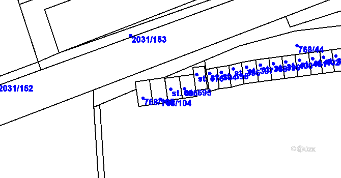 Parcela st. 696 v KÚ Merklín u Přeštic, Katastrální mapa