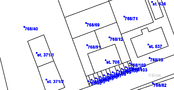 Parcela st. 768/91 v KÚ Merklín u Přeštic, Katastrální mapa
