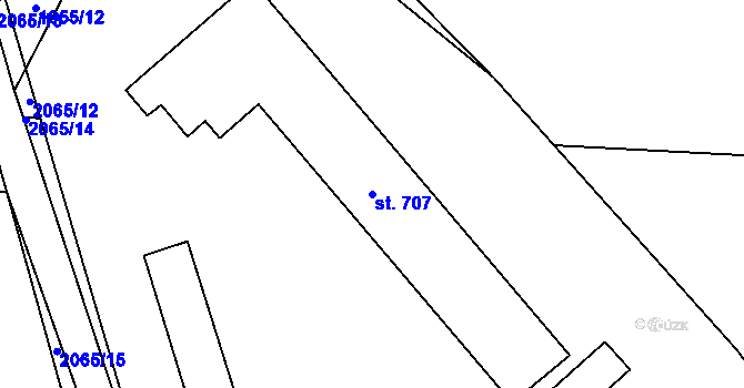 Parcela st. 707 v KÚ Merklín u Přeštic, Katastrální mapa