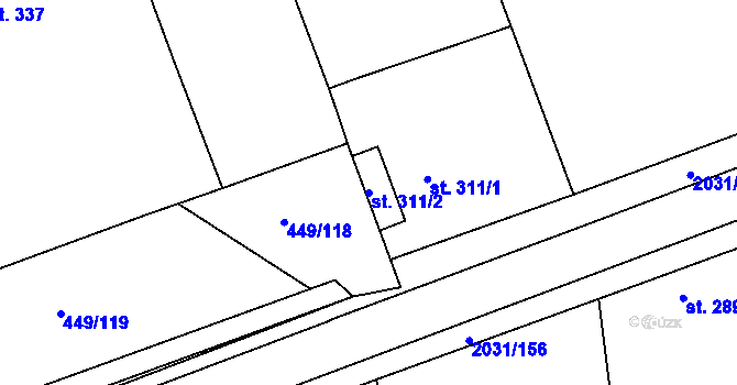 Parcela st. 311/2 v KÚ Merklín u Přeštic, Katastrální mapa
