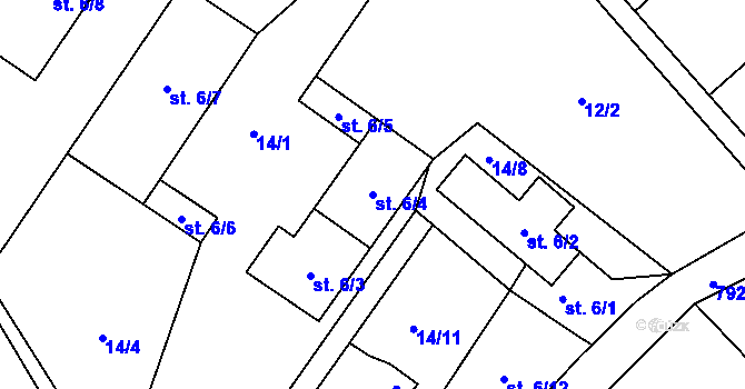 Parcela st. 6/4 v KÚ Merklovice, Katastrální mapa