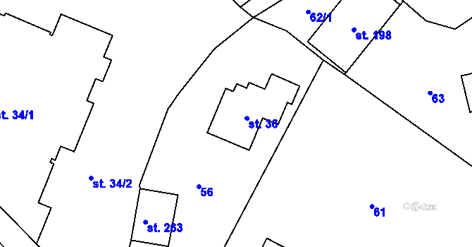 Parcela st. 36 v KÚ Merklovice, Katastrální mapa