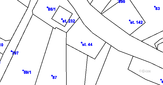 Parcela st. 44 v KÚ Merklovice, Katastrální mapa