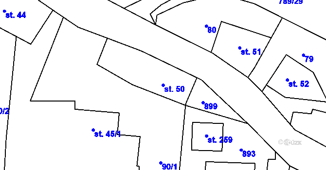 Parcela st. 50 v KÚ Merklovice, Katastrální mapa