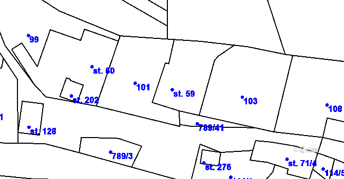 Parcela st. 59 v KÚ Merklovice, Katastrální mapa