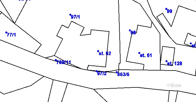 Parcela st. 62 v KÚ Merklovice, Katastrální mapa