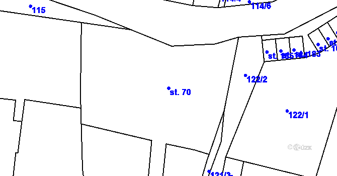 Parcela st. 70 v KÚ Merklovice, Katastrální mapa